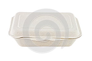 Bagasse box for food isolated on white background