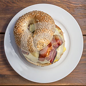 Bagel Breakfast sandwich from above