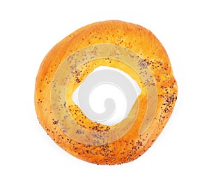 Bagel with poppy seeds on a white background