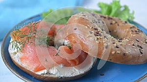 Bagel with salmon and cream cheese