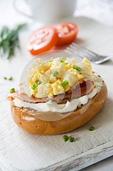 Bagel with Scrambled Egg Topping