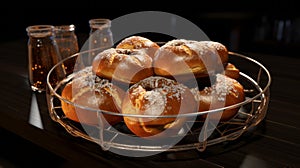 Halloween-themed 3d Bagels On Woodtop Table