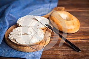 Bagels with cream cheese photo