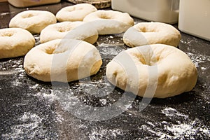 Bagels formed and ready to bake