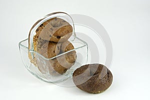 Bagels in glass basket