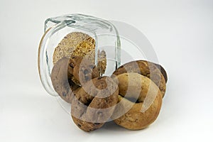 Bagels in glass basket