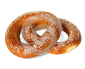 Bagels with sesame seeds isolated