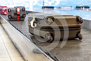 baggage at the baggage claim at an airport