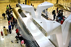 Baggage belt at airport photo