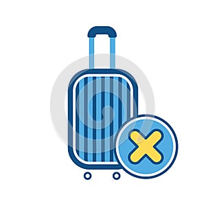 Baggage, cancel sign, luggage, suitcase, travel bag, vacation icon