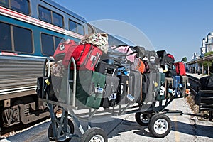 Baggage cart at train station
