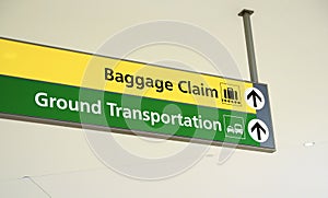 Baggage claim and Ground Transportation sign