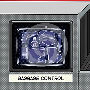 Baggage control pop art style vector