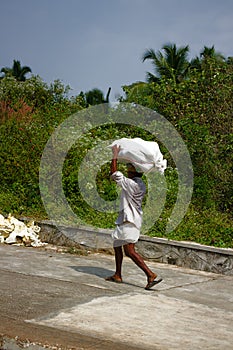 Baggage handler - toil of Indian coolie worker