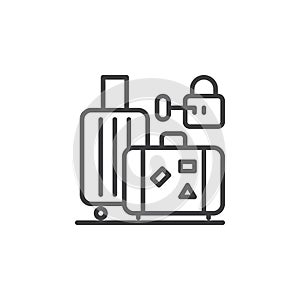Baggage, luggage storage line icon, outline vector sign, linear pictogram isolated on white