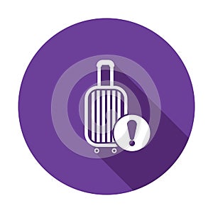 Baggage, luggage, suitcase, travel bag, vacation, warning icon. Vector illustration