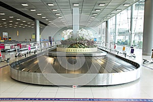 Baggage pickup carousel at the airport