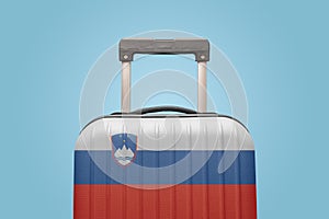 Baggage with Slovenia flag print tourism and vacation concept