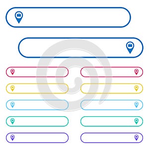 Baggage storage GPS map location icons in rounded color menu buttons