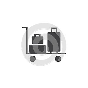 Baggage trolley icon vector, filled flat sign, solid pictogram isolated on white.