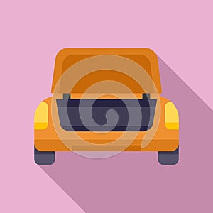Baggage trunk icon flat vector. Open vehicle