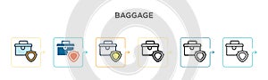 Baggage vector icon in 6 different modern styles. Black, two colored baggage icons designed in filled, outline, line and stroke