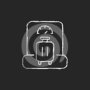 Baggage weight chalk white icon on dark background