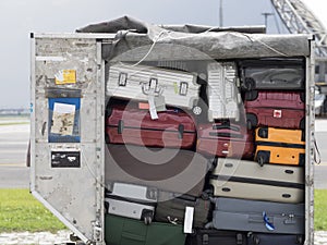 Baggages in cargo container