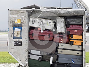 Baggages in cargo container photo