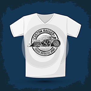 Bagger Motorcycle badge Graphic T- shirt design