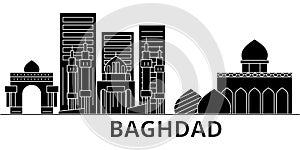 Baghdad architecture vector city skyline, travel cityscape with landmarks, buildings, isolated sights on background
