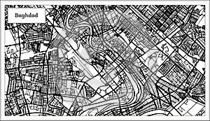 Baghdad Iraq City Map in Black and White Color.