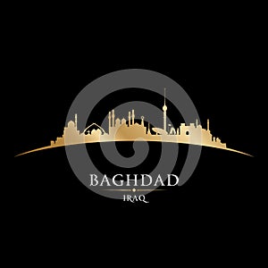 Baghdad Iraq city skyline silhouette black background