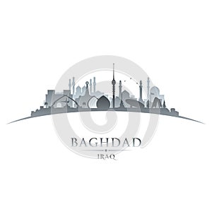 Baghdad Iraq city skyline silhouette white background