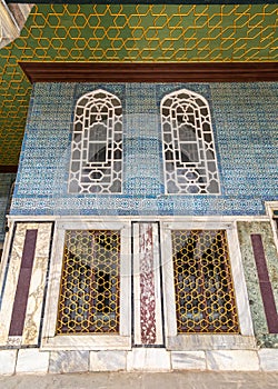 Baghdad Kiosk, at the Fourth Courtyard of Topkapi Palace, decorated with floral blue mosaic tiles, Istanbul, Turkey photo