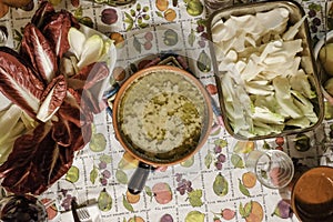 Bagna cauda. Italian dish of Piedmontese cuisine photo