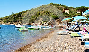 Bagnaia town, in Elba Island, Italy, shore