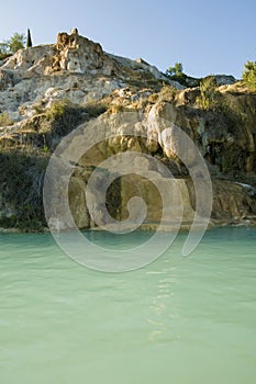 Bagno Vignoni hot spring of thermal water baths in Tuscany, Italy