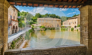 The picturesque Bagno Vignoni, near San Quirico d`Orcia, in the province of Siena. Tuscany, Italy. photo