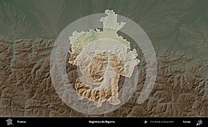 Bagneres-de-Bigorre highlighted, France. Physical photo