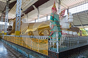 Shwethalyaung Buddha, reclining Buddha in Bago, Myanmar.