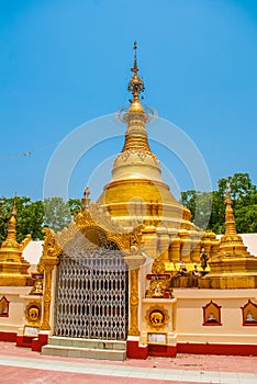 BAGO, PEGU, MYANMAR, BURMA - MARCH 2016: beautiful Snake Pagoda in the town of Bago