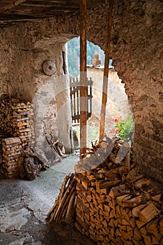 Bagolino medieval village, arched under passage.