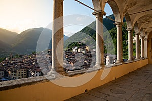 Bagolino medieval village seen from the church portico