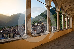 Bagolino medieval village seen from the church portico photo