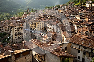 Bagolino medieval village seen from the church portico photo