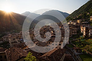 Bagolino medieval village seen from the church portico photo