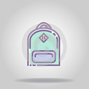 Bagpack icon or logo in  pastel color photo