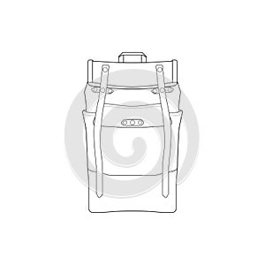 Bagpack outline drawing vector, Bagpack in a sketch style, trainers template outline, vector Illustration.