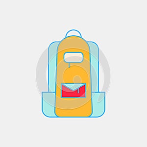 Bagpack travel icon, flat design. Vector illustration